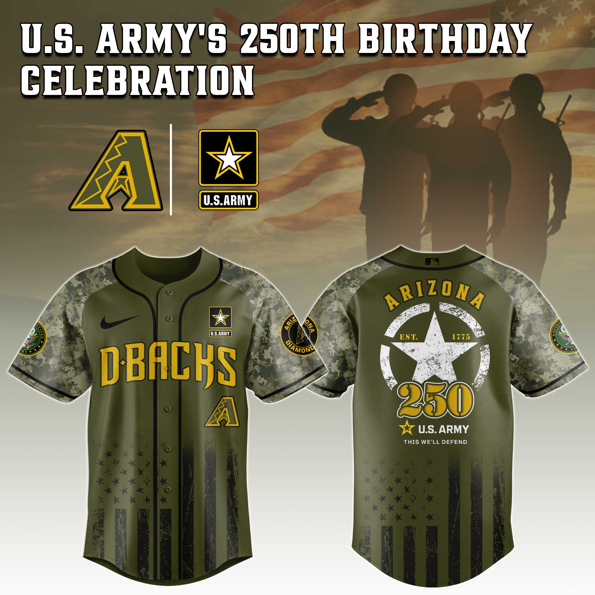 Arizona Diamondbacks MLB 250 U.S. Army Jersey 