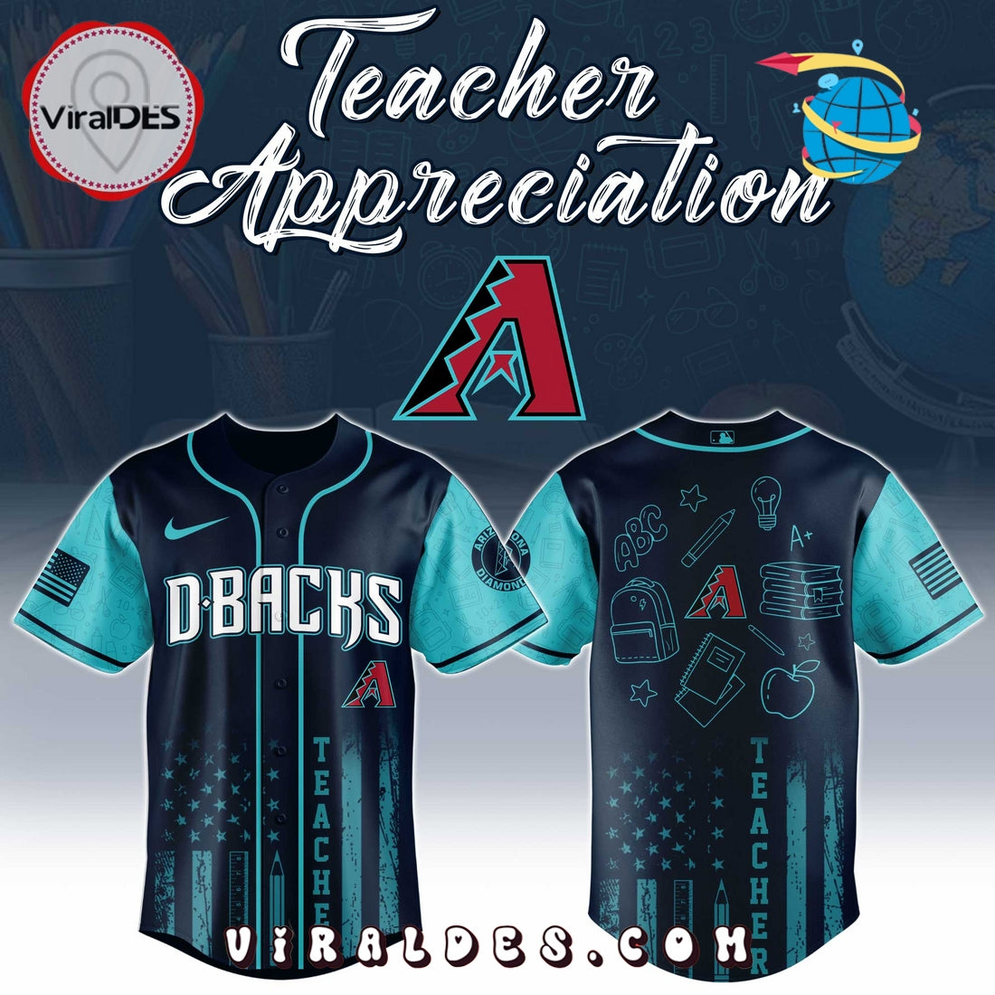 Arizona Diamondbacks MLB x Teacher Appreciation Day Baseball Jersey