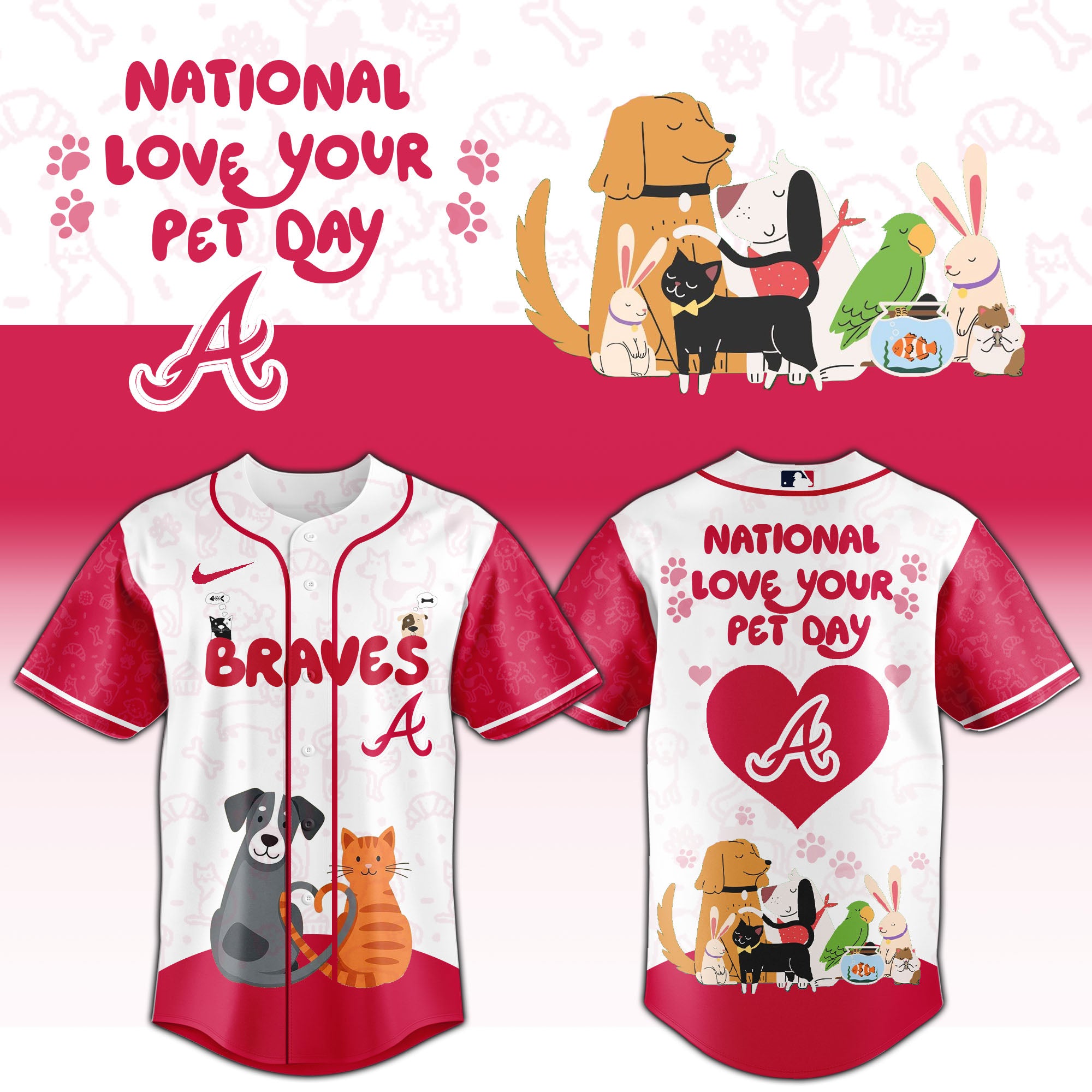 ATL Braves special National Love Your Pet Day Limited Edition Jersey